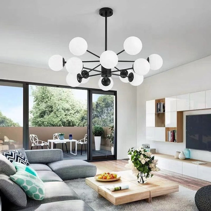 Modern Dining Room Chandelier with White Globes