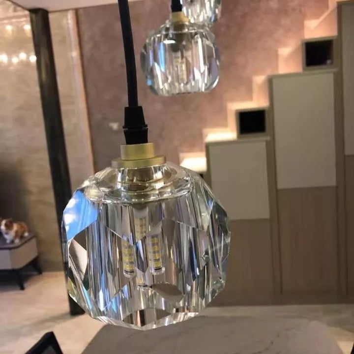 Modern Crystal Pendant Chandelier with Gold Accents