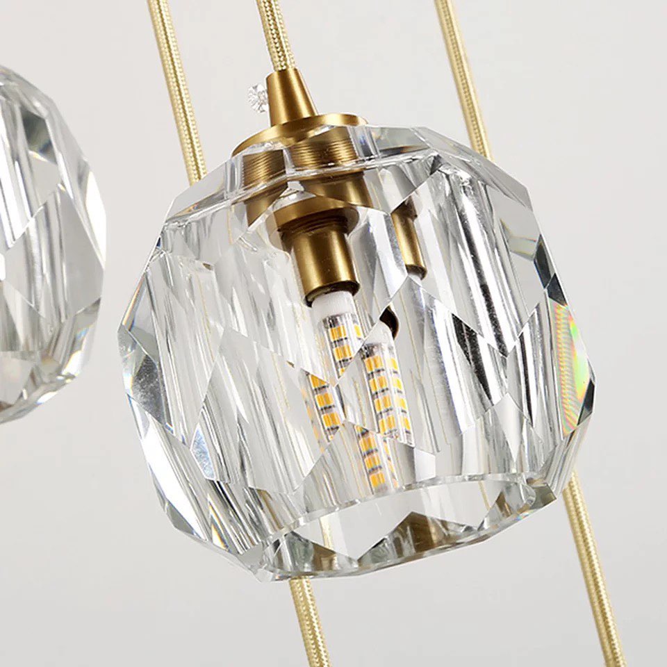 Modern Crystal Pendant Chandelier with Gold Accents