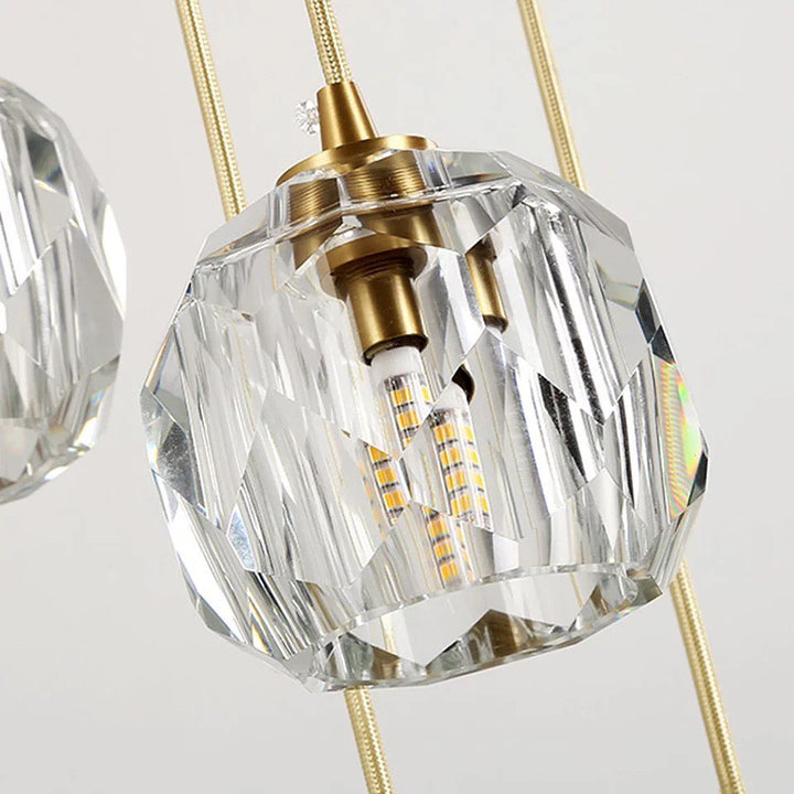 Modern Crystal Pendant Chandelier with Gold Accents