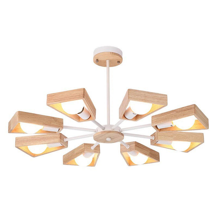 Scandinavian Wooden Chandelier with Geometric Design