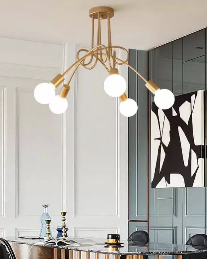 Modern Gold Ceiling Chandelier with Globe Shades