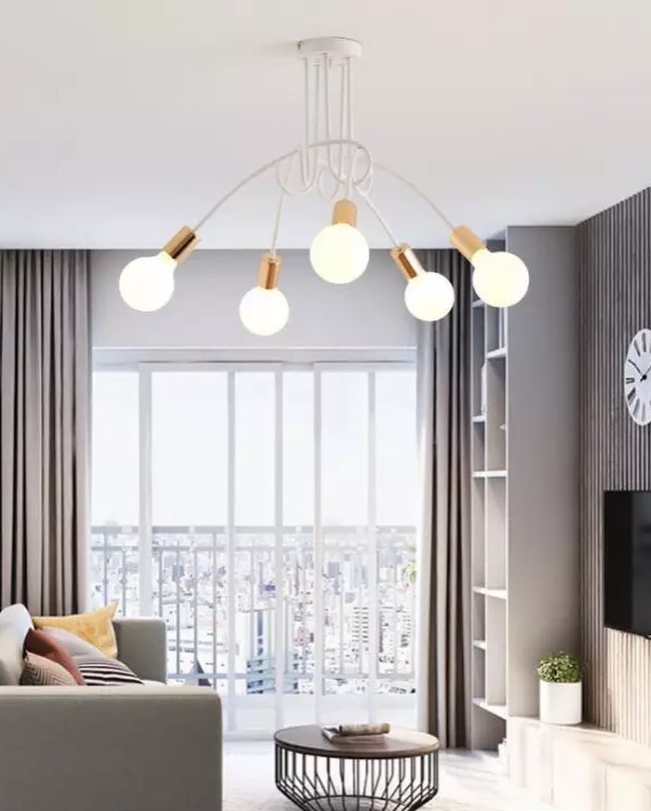 Modern Gold Ceiling Chandelier with Globe Shades