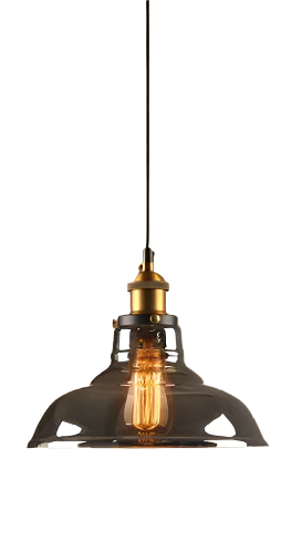 Modern Smoky Glass Pendant Lights with Gold Accents