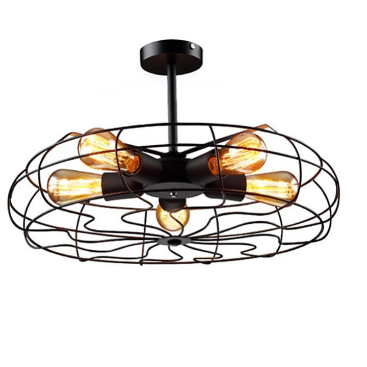 Industrial Cage-Style Ceiling Light