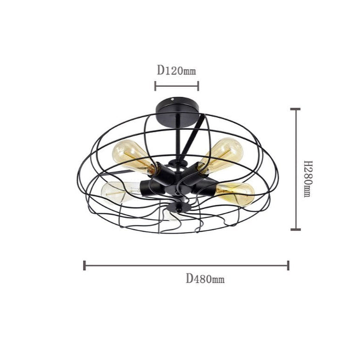 Industrial Cage-Style Ceiling Light