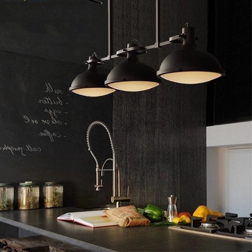 Industrial White Kitchen Island Pendant Lights with Dome Shades