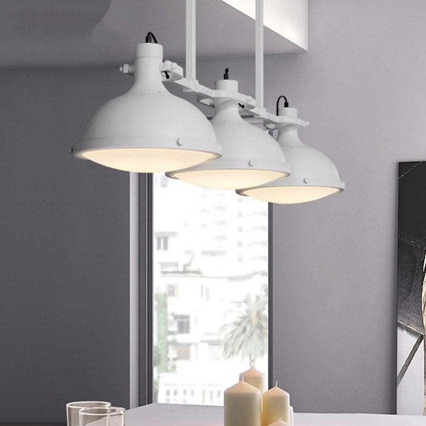 Industrial White Kitchen Island Pendant Lights with Dome Shades