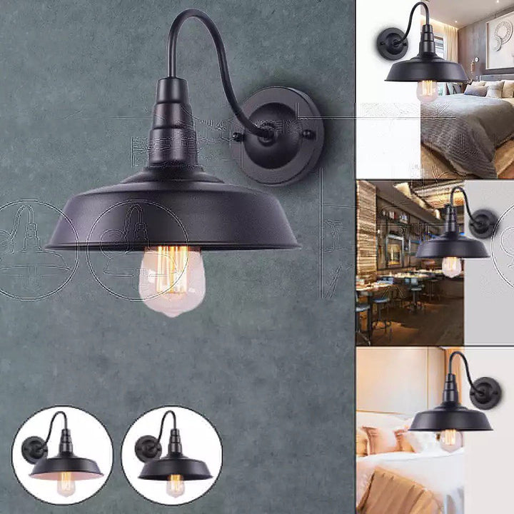 Industrial Wall-Mounted Light with Metal Shade