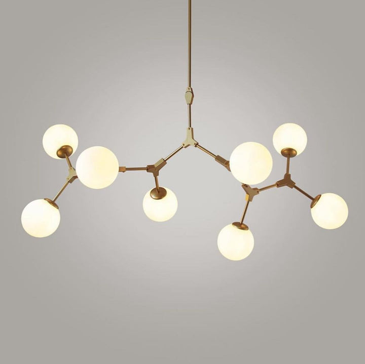 Modern Chandelier with 8 Globes in Gold Finish