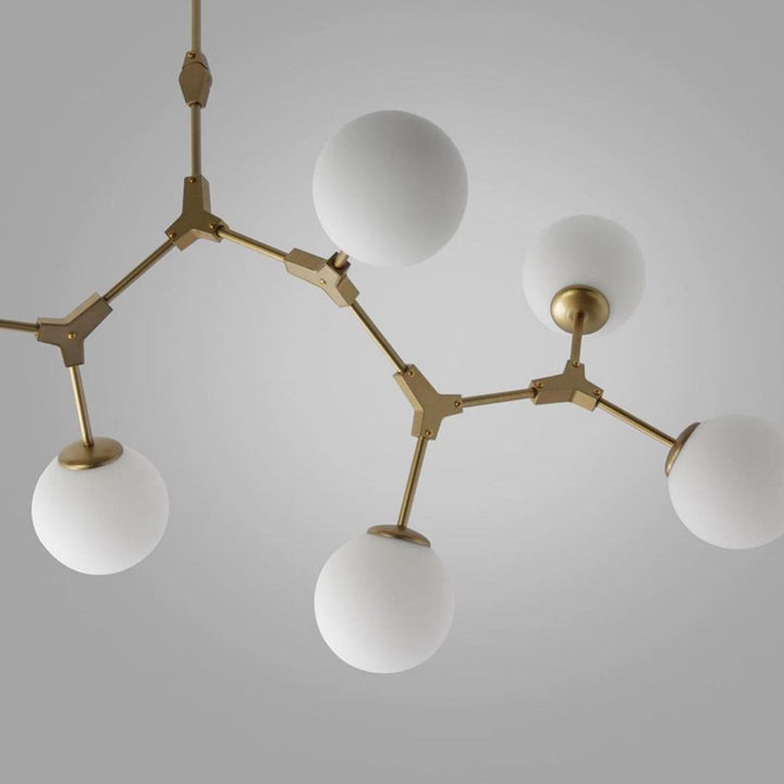 Modern Chandelier with 8 Globes in Gold Finish