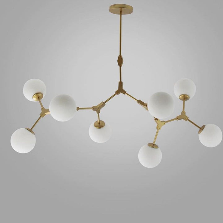 Modern Chandelier with 8 Globes in Gold Finish