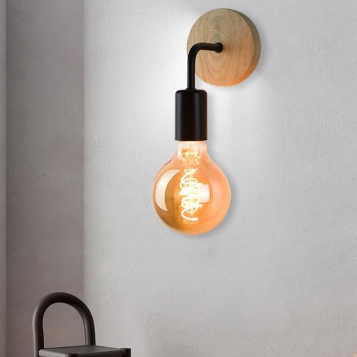 Modern Wall-Mounted Light with Wooden Base