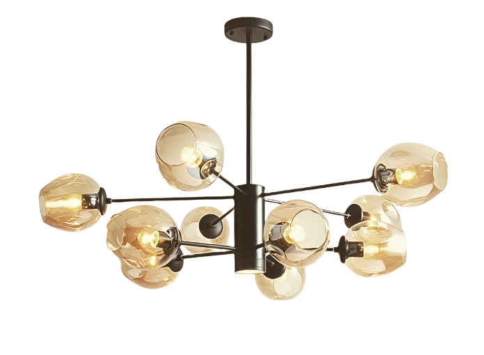 Modern Amber Glass Globe Chandelier