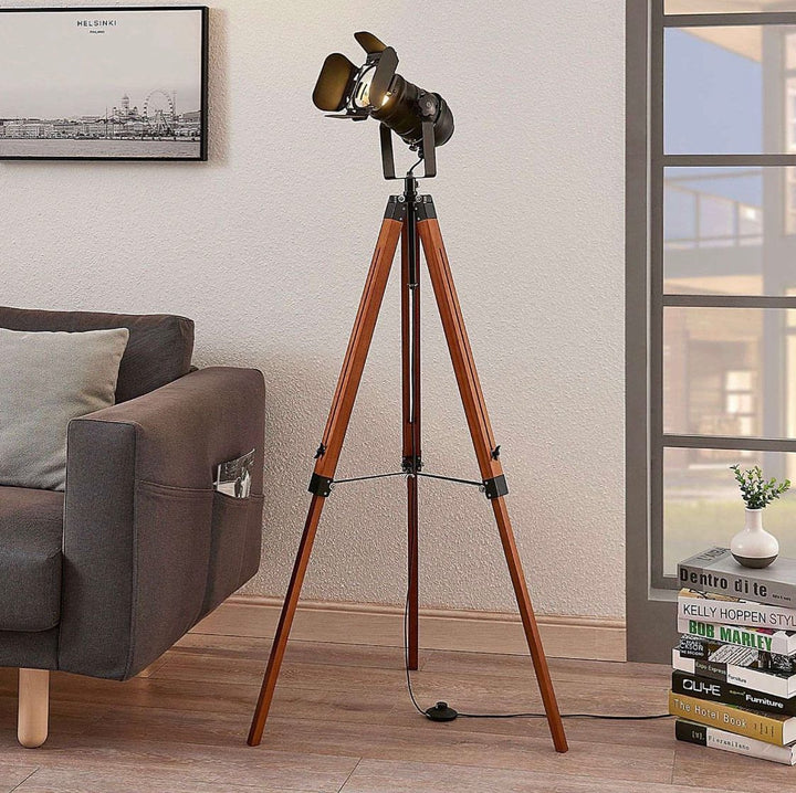 Industrial Tripod Floor Lamp with Studio Design