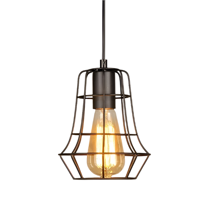 Industrial-Style Pendant Lighting with Black Wireframe