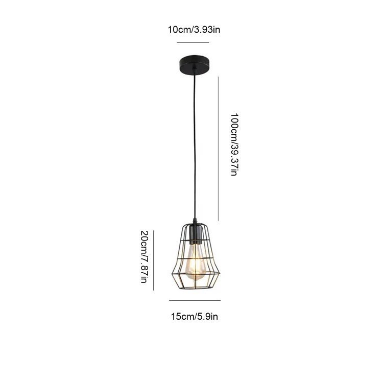 Industrial-Style Pendant Lighting with Black Wireframe