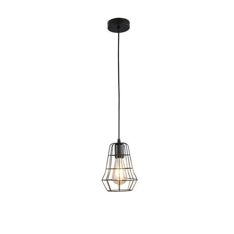 Industrial-Style Pendant Lighting with Black Wireframe