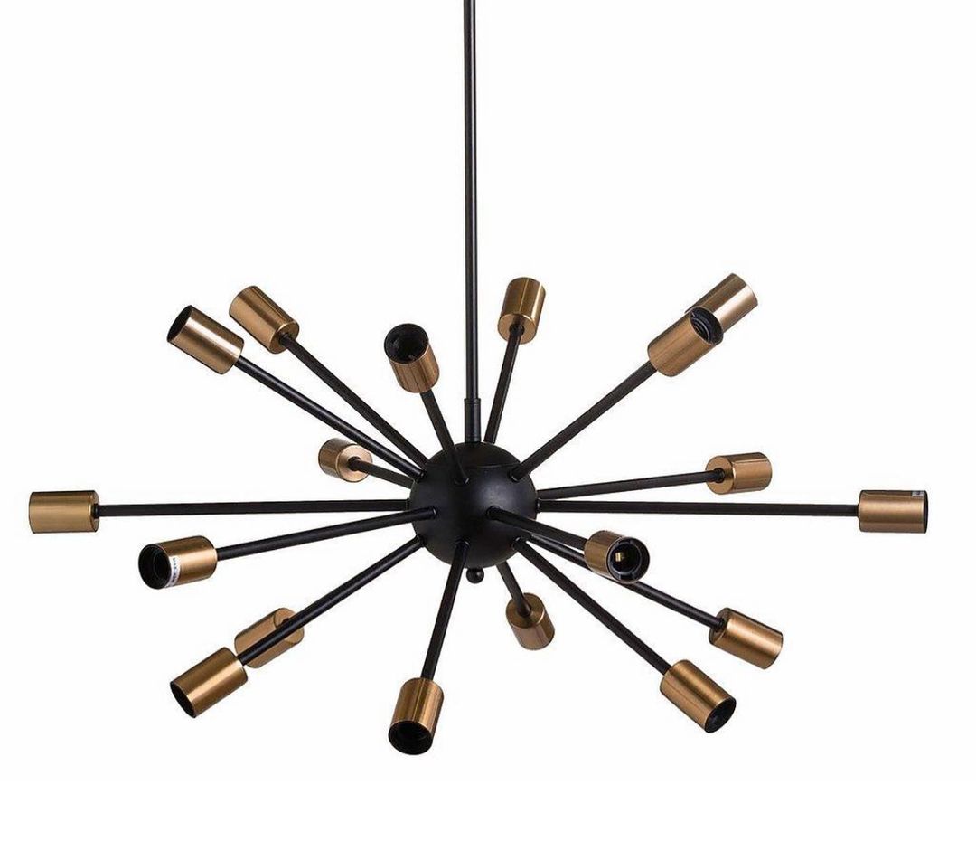 Modern Starburst Chandelier with Gold Accents