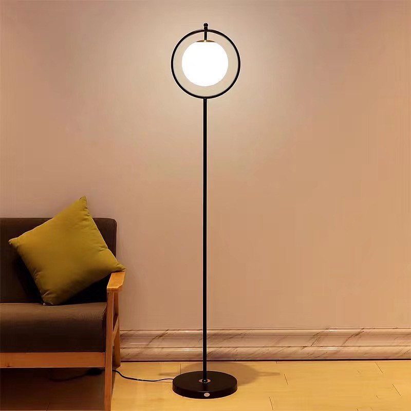 Modern Floor Lamp with Orbital Glass Shade