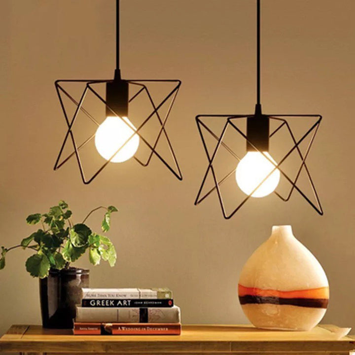 Geometric Wireframe Pendant Light with Modern Design