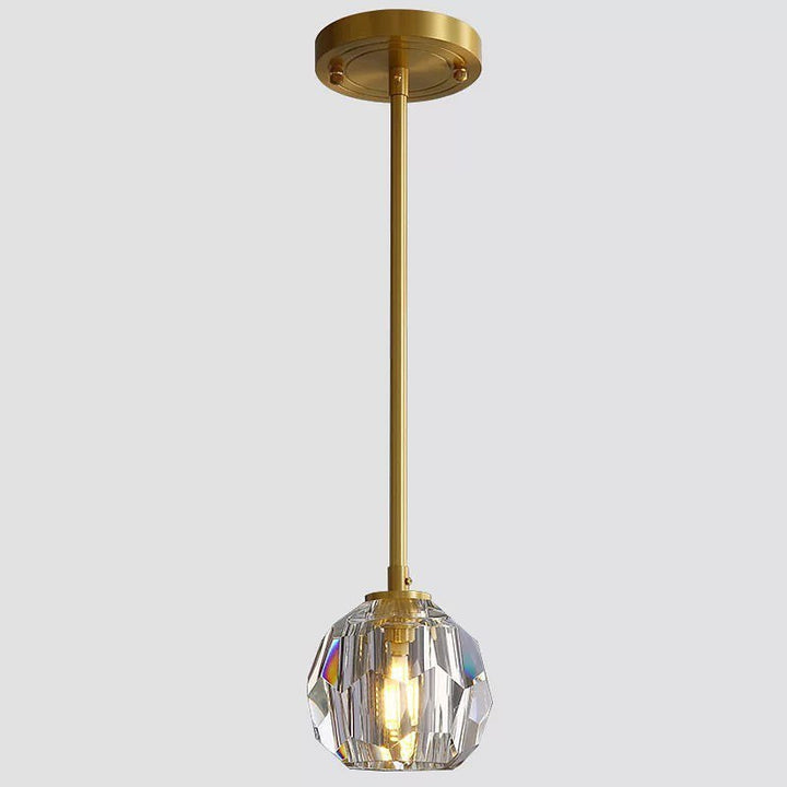 Modern Pendant Light with Faceted Crystal Shade