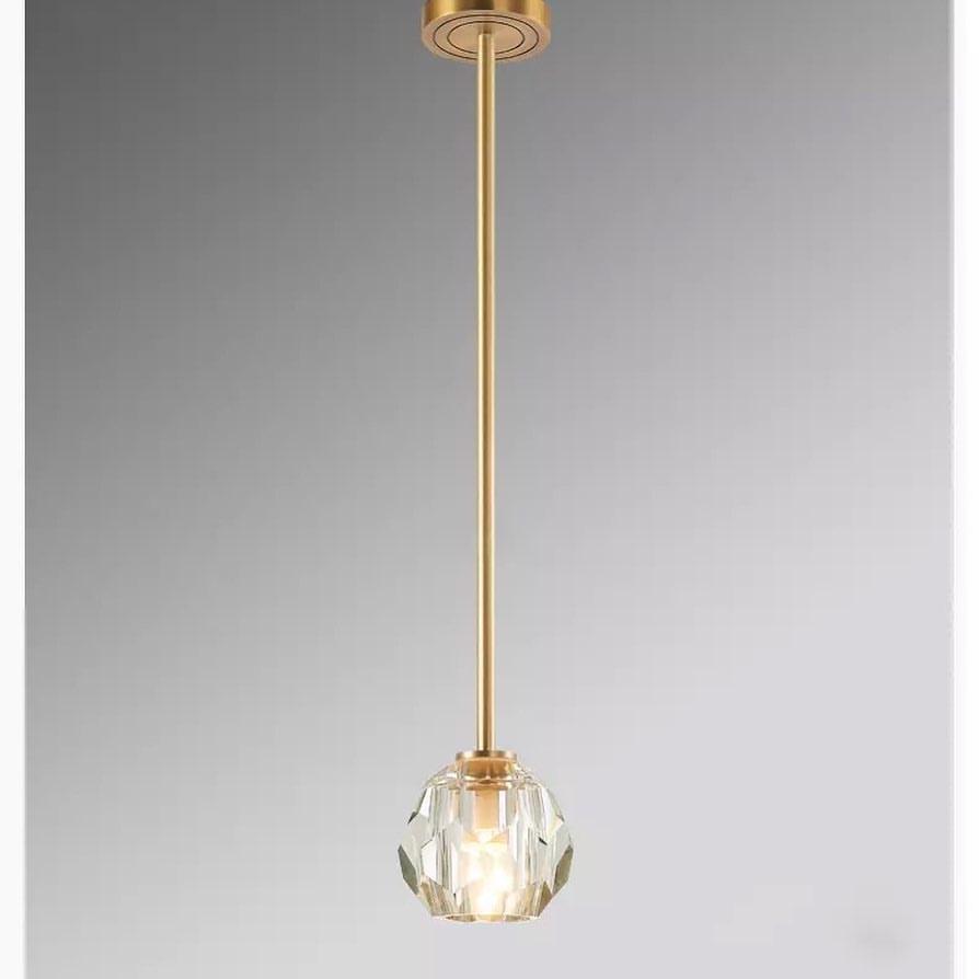 Modern Pendant Light with Faceted Crystal Shade