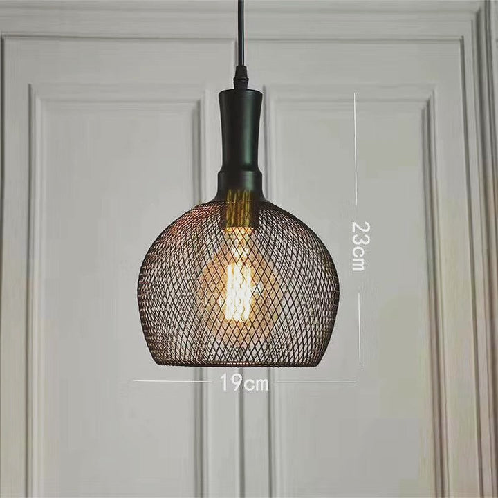 Industrial Wire Mesh Pendant Light with Black Finish