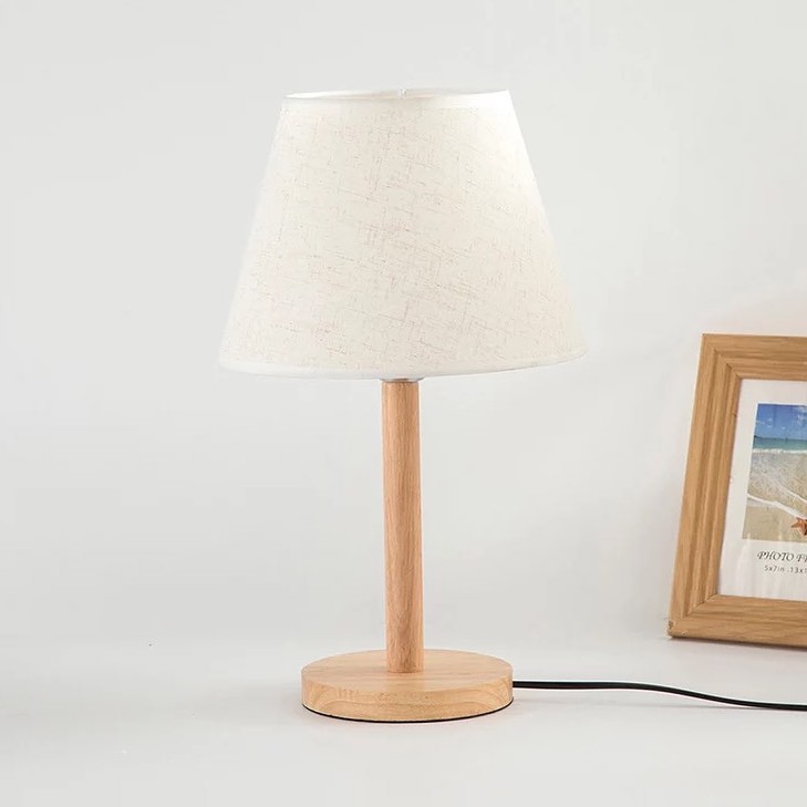 Scandinavian Table Lamp with Wooden Base