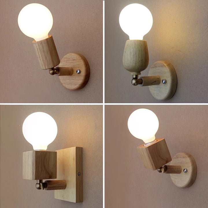 Scandinavian Wall Sconce with Wooden Base