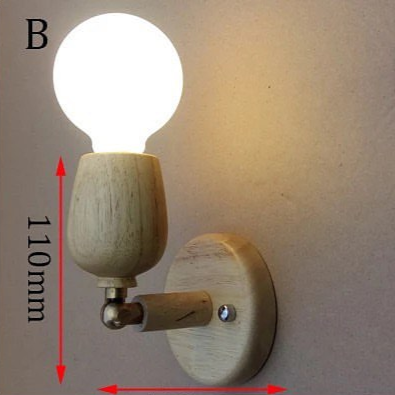 Scandinavian Wall Sconce with Wooden Base