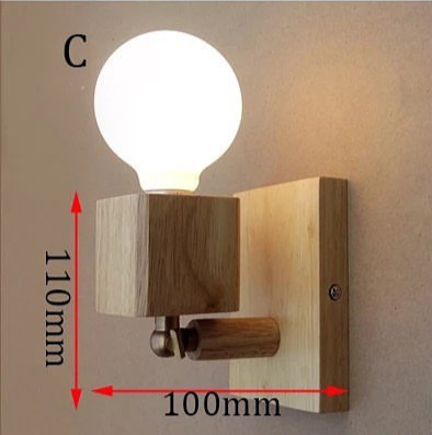 Scandinavian Wall Sconce with Wooden Base