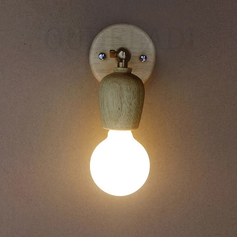 Scandinavian Wall Sconce with Wooden Base