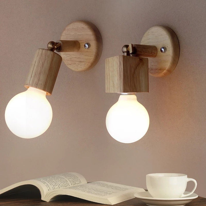 Scandinavian Wall Sconce with Wooden Base