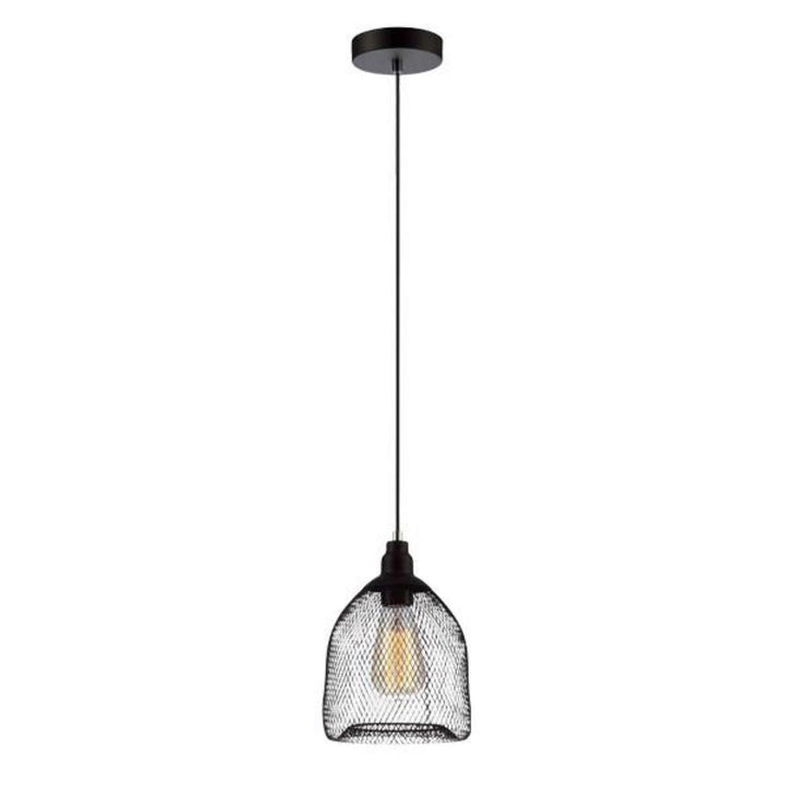 Industrial Wire Mesh Pendant Light with Black Finish