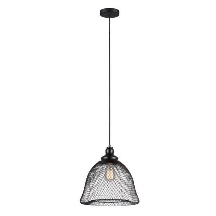 Industrial Wire Mesh Pendant Light with Black Finish