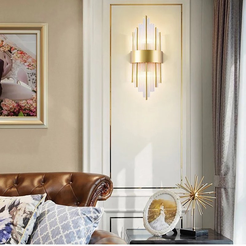 Luxury Glass Wall Sconce with Gold Finish