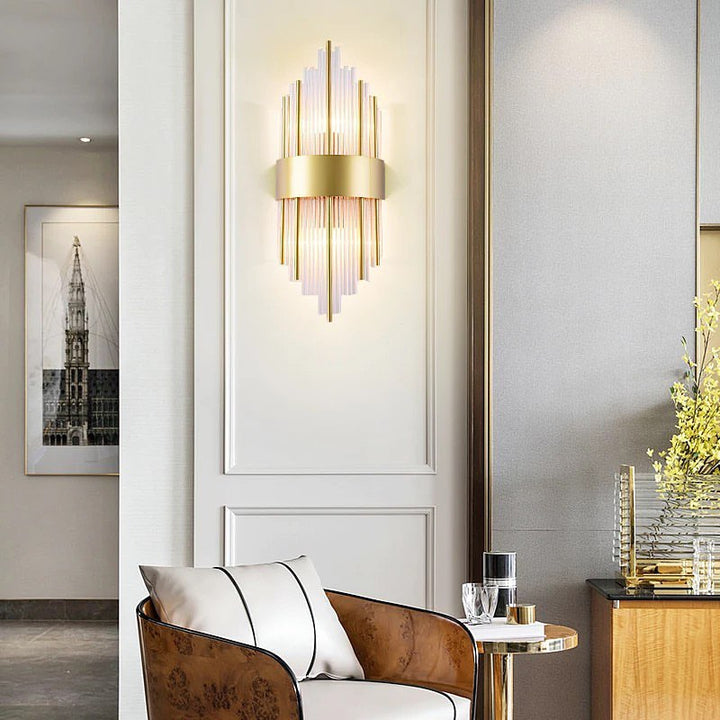 Luxury Glass Wall Sconce with Gold Finish