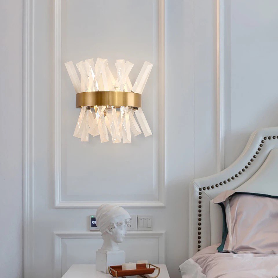 Modern Crystal Wall Sconce with Gold Accent