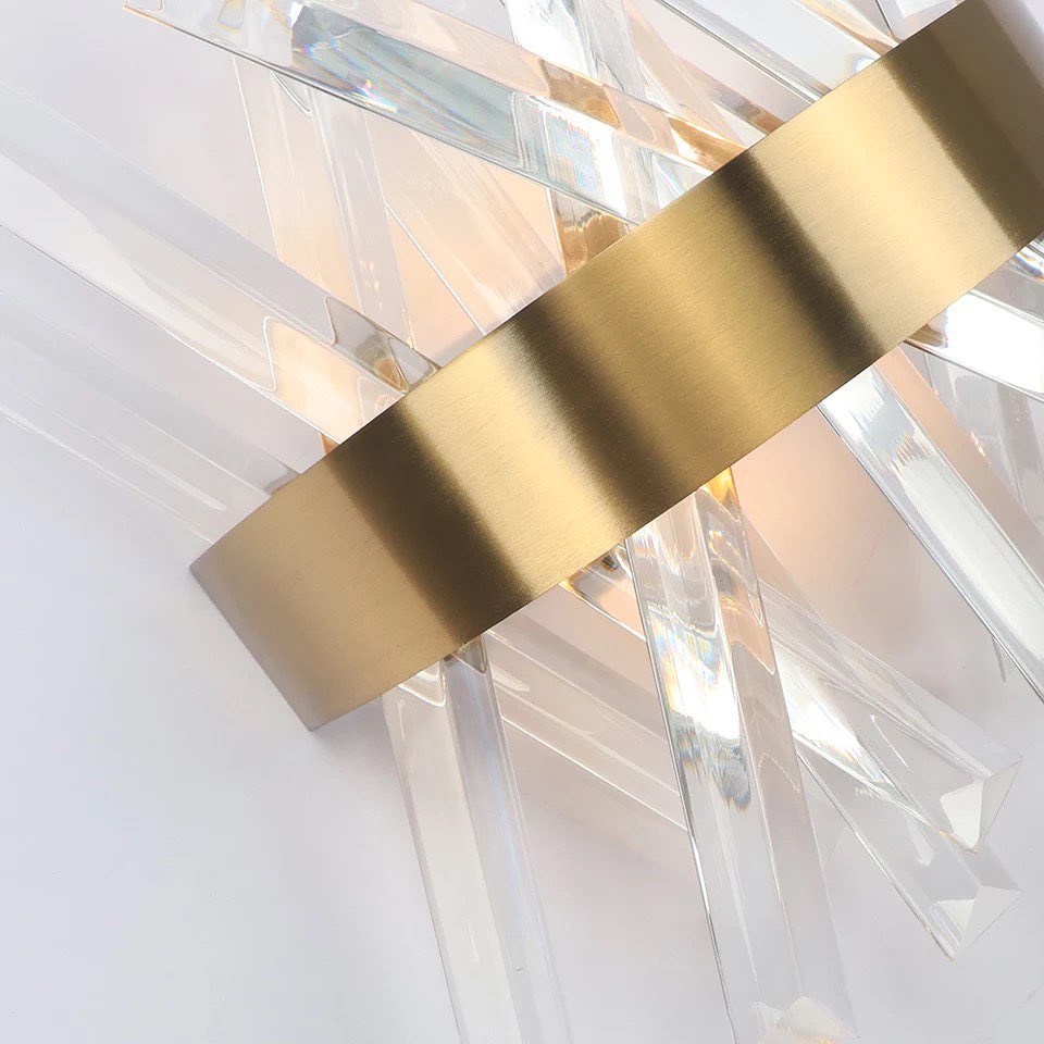 Modern Crystal Wall Sconce with Gold Accent