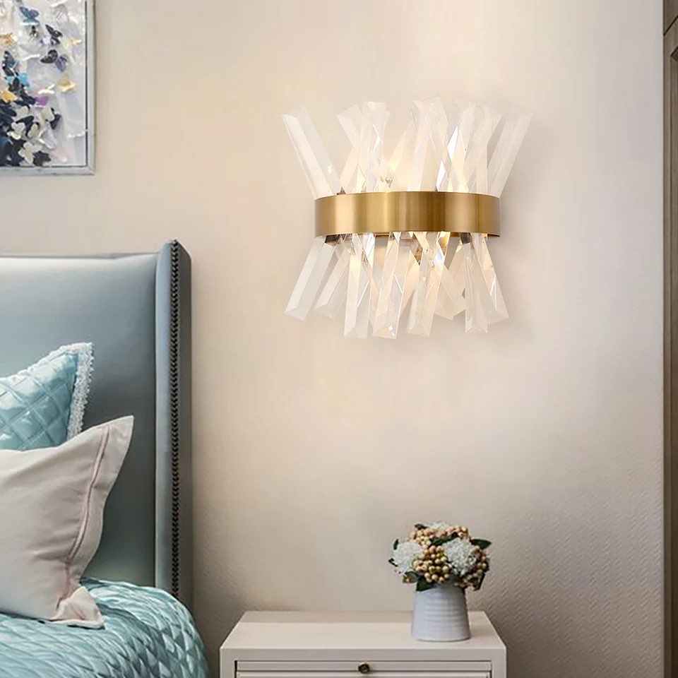 Modern Crystal Wall Sconce with Gold Accent