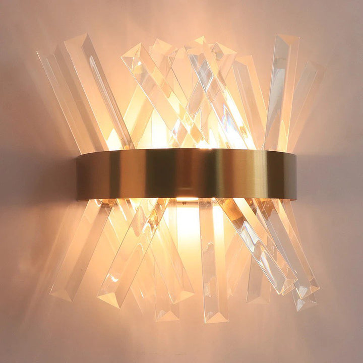 Modern Crystal Wall Sconce with Gold Accent