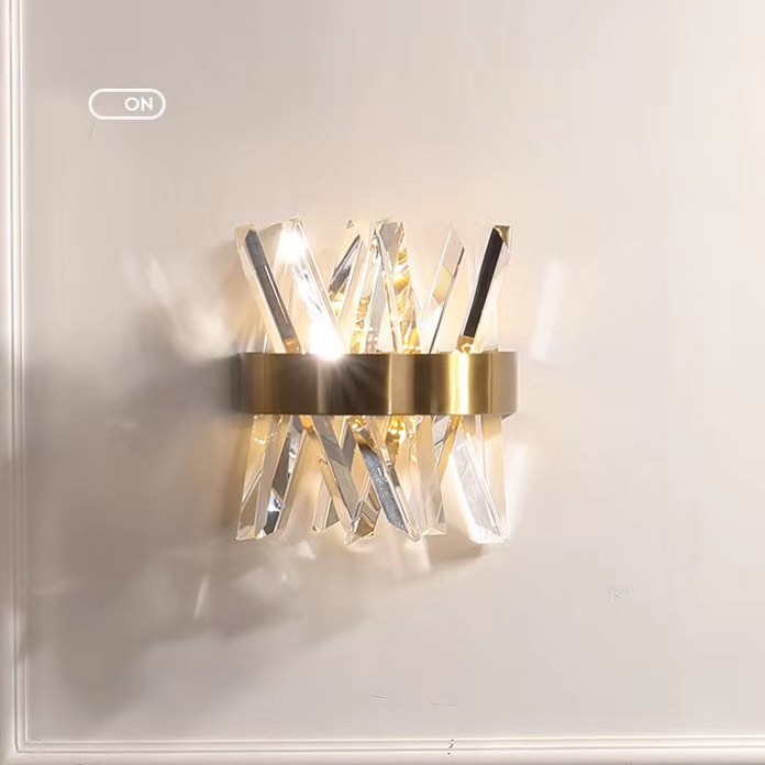 Modern Crystal Wall Sconce with Gold Accent