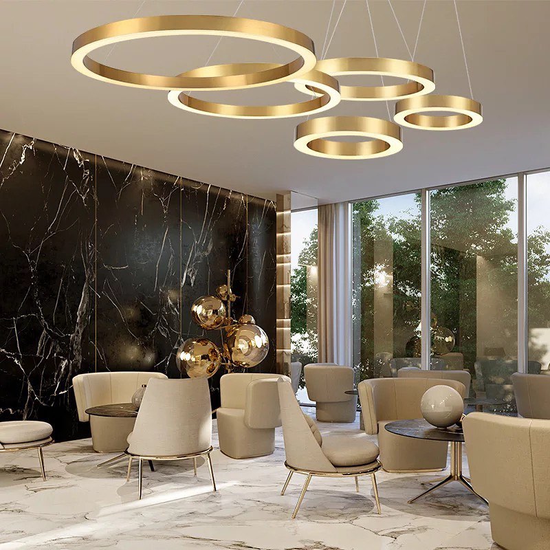 Modern Gold LED Ring Chandelier