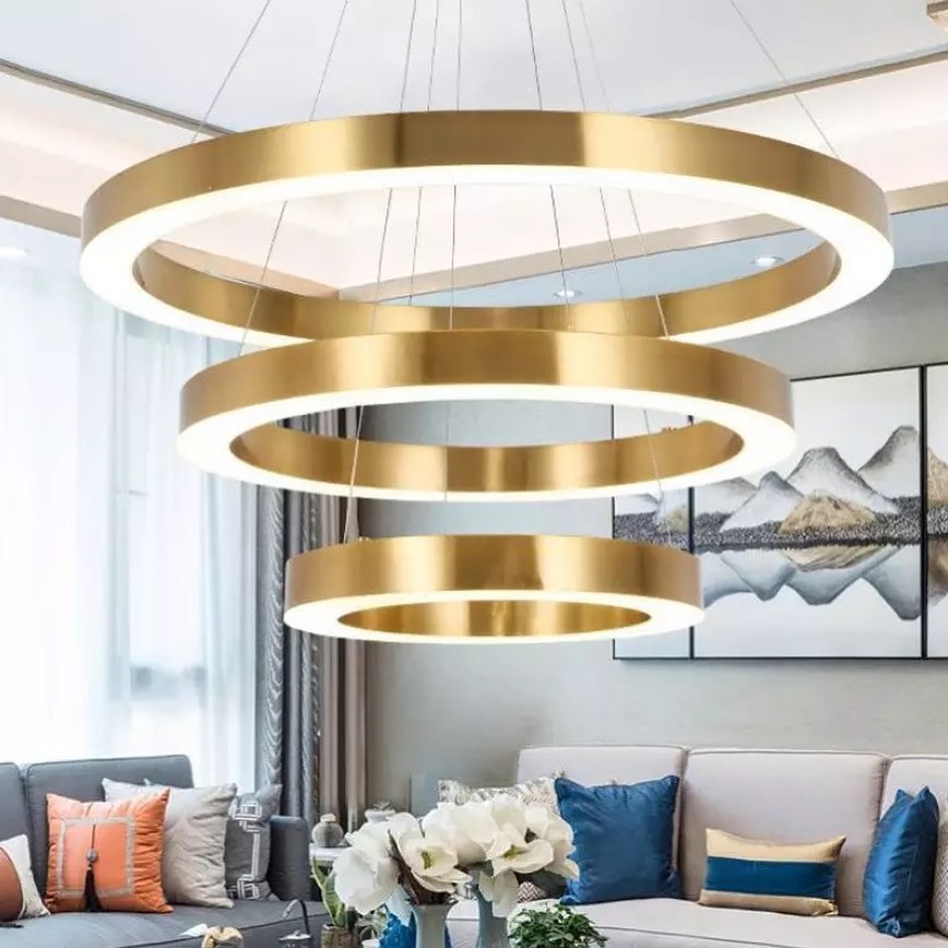 Modern Gold LED Ring Chandelier