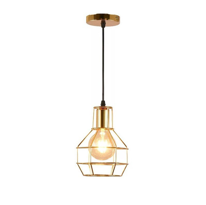 Modern Pendant Light with Metallic Wire Cage Design