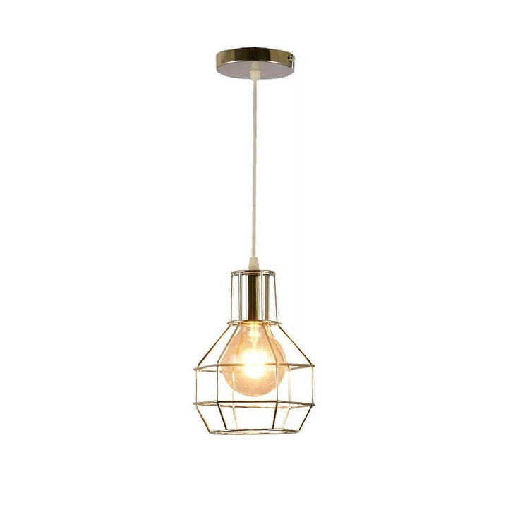 Modern Pendant Light with Metallic Wire Cage Design