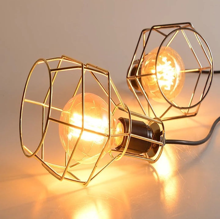 Modern Pendant Light with Metallic Wire Cage Design