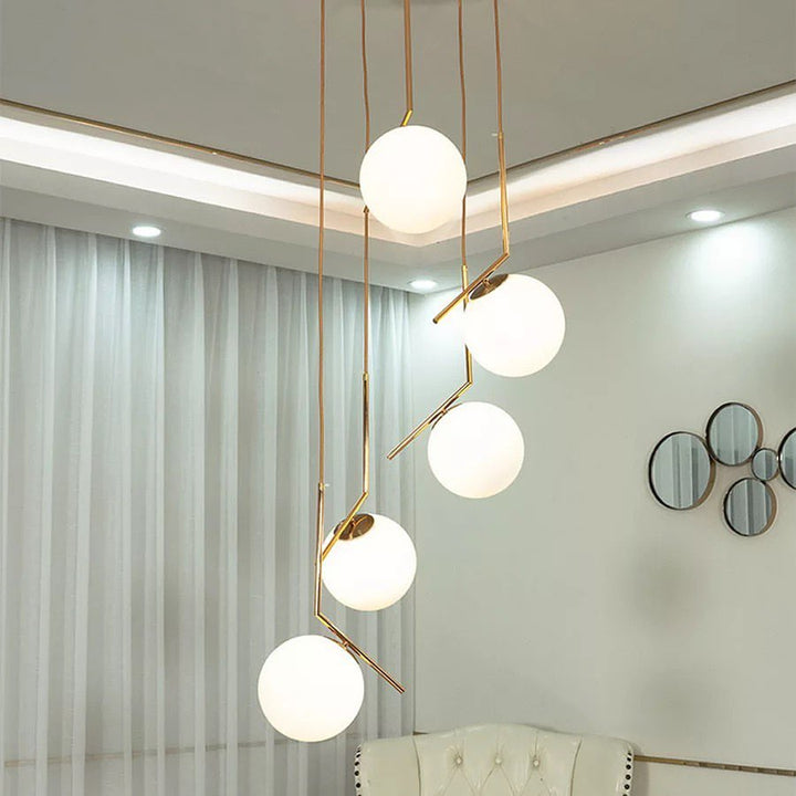 Modern Multi-Light Pendant with White Globe Shades