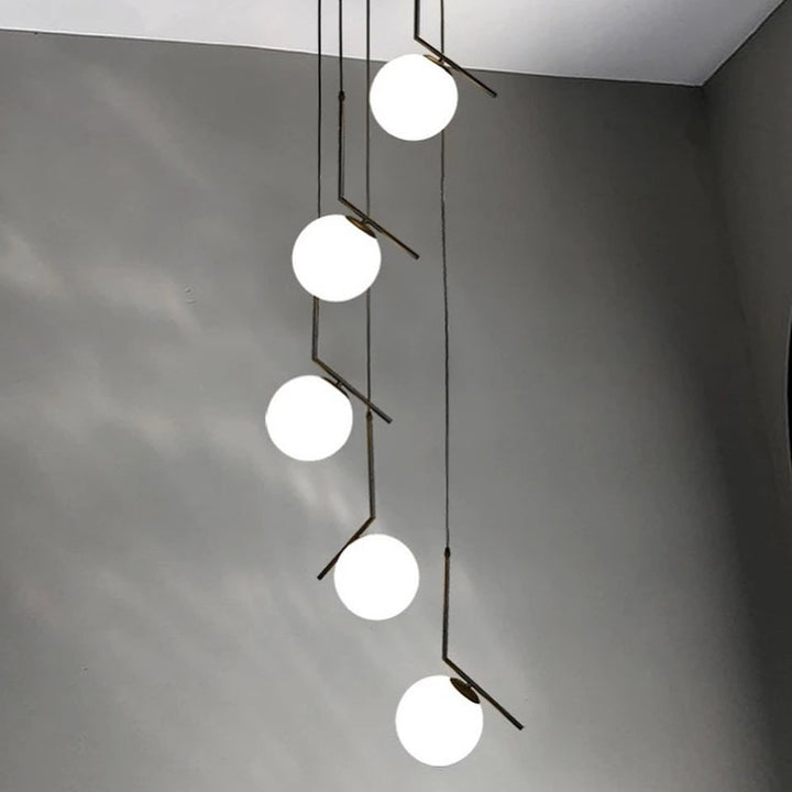 Modern Multi-Light Pendant with White Globe Shades